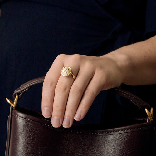 Bague 56 Augis- Bague sentimentale en or jaune. 58 Facettes B250682