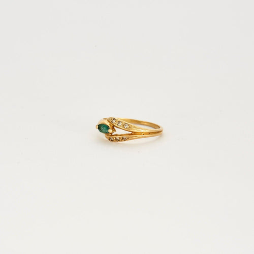 Bague 47.5 Bague or jaune moldavite quartz 58 Facettes LP687