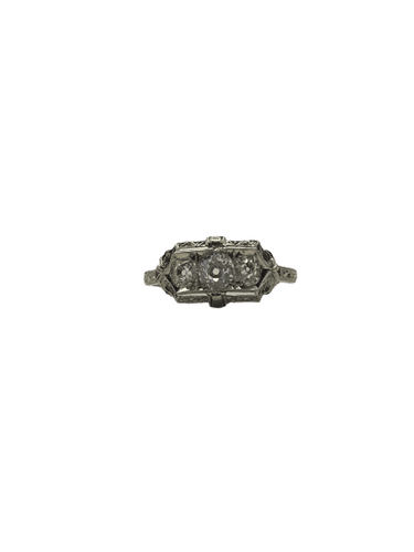 Bague 52 Bague ancienne Art Déco en platine et diamants 58 Facettes