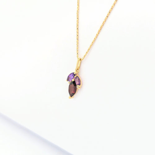 Collier Collier or jaune, diamants, améthyste, grenat 58 Facettes 30462
