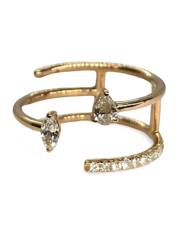 Bague 50 Bague Djula Marquise or rose et diamants 0,30 ct 58 Facettes 1127