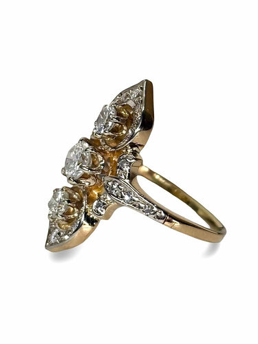 Bague ancienne or jaune et diamants 0,70 ct