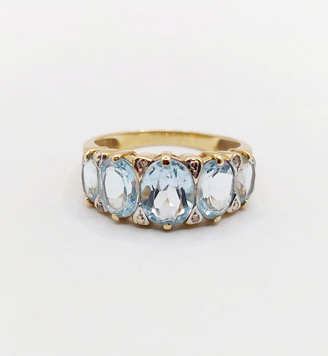Bague 56 Bague jarretière vintage or jaune 18k topazes et diamants (circa 1980) 58 Facettes A05994