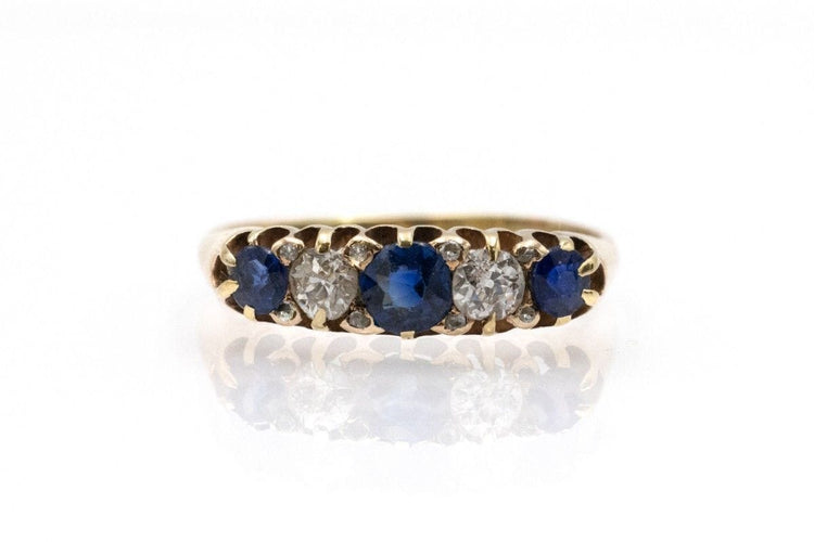 Bague Bague ancienne saphirs et diamants en or jaune 58 Facettes 11700