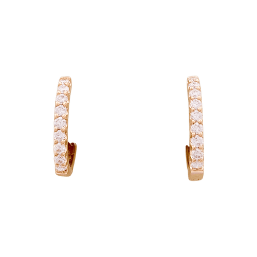 Boucles d'oreilles Paire de petites créoles en or rose, diamants. 58 Facettes 34292