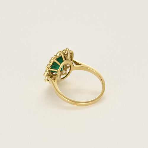 Bague 54 Bague en or jaune, émeraude et diamants 58 Facettes DIE1614X2
