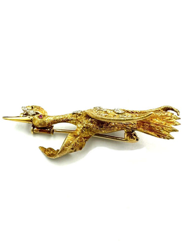 Broche Broche vintage or jaune 18K diamants 58 Facettes