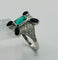 Bague 56 Bague Art Déco en platine ornée d'émeraudes, d'onyx et de diamants 58 Facettes 50307