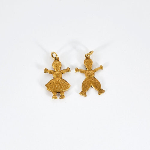 Pendentif Pendentifs "Garçon" & "Fille" ancien en or 18K 58 Facettes