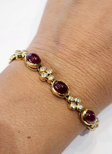 Bracelet Bracelet Rubis cabochons et diamants 58 Facettes