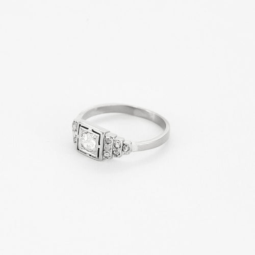 Bague 52,5 Bague Art déco or blanc et diamants 58 Facettes B250250