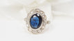 Bague 57 Bague entourage ancienne en or jaune, saphir et roses 58 Facettes 32279