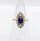 Bague 47 Bague marquise antique or rose 18k saphir synthétique taille coussin et diamants taille roses (circa 1900) 58 Facettes A05612