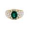 Bague 52 Bague or jaune, émeraude ovale et pavage diamants. 58 Facettes 32742