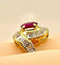 Bague Bague or jaune, rubis et 38 diamants baguettes 58 Facettes AB419