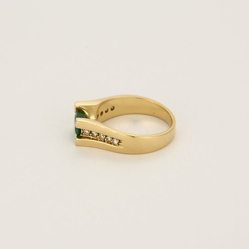 Bague 53 Bague en or jaune, émeraude et diamants 58 Facettes HAV0924