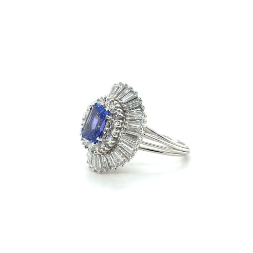 Bague 56 Bague Jupe Or blanc - Tanzanite et Diamants - Année 70 58 Facettes 1.0002595/1