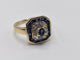 Bague 56 Bague OR Jaune 18k sertie d'un Saphir central, d’éclats de diamants et d'un contour de saphir baguettes 58 Facettes 1-0000448/2