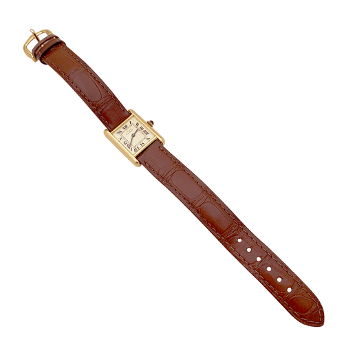 Montre Montre Cartier "Tank Must" argent plaqué or, cuir. 58 Facettes 34561
