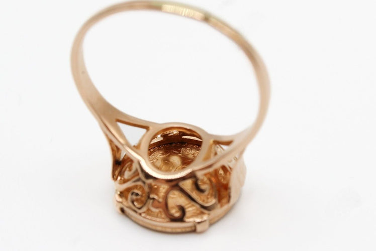 Bague 57 Bague pièce 2 pesos mexicain or jaune 58 Facettes 250356