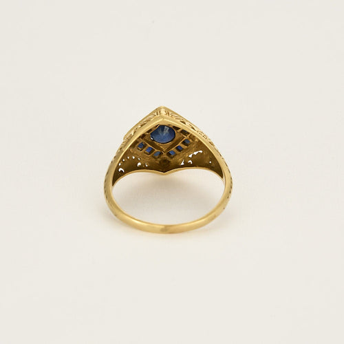 Bague 59 Bague en or jaune, saphirs et diamants 58 Facettes LAV1835