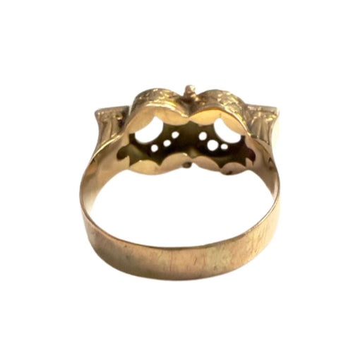 Bague 55.5 Bague en or, diamants et rubis de style Chevalier 58 Facettes Q52B