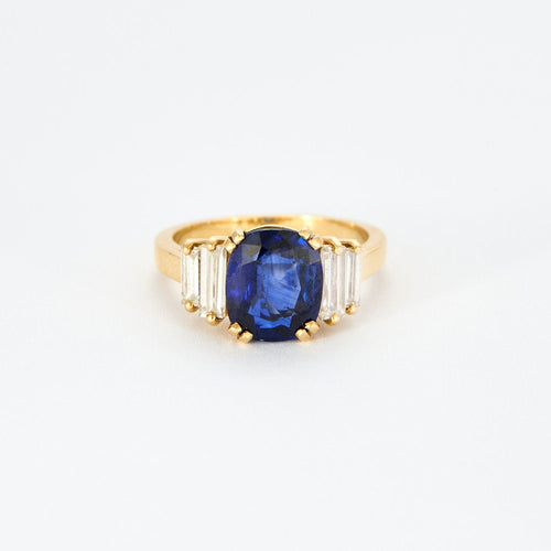 Bague 55 Bague Saphir Diamants Baguettes 58 Facettes