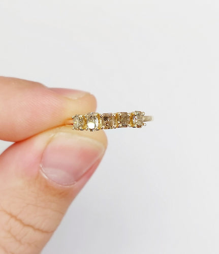 Bague 52.5 Demi alliance vintage or 14k et 0,95 carats diamants radiant Fancy Yellow 58 Facettes A06113