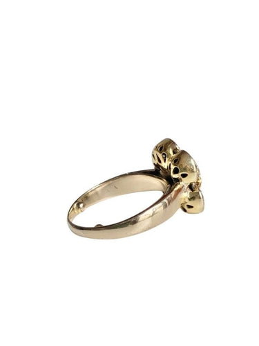 Bague 58 avec rétrecisseur Bague en or jaune 18k en forme de fleur et diamants 58 Facettes