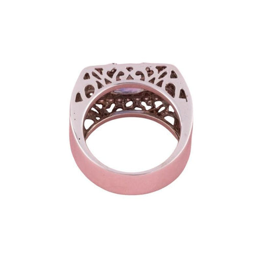 Bague 54 Bague Tank en or blanc saphir et diamants 58 Facettes