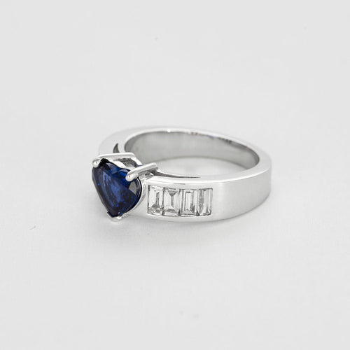 Bague 53 Bague jonc or gris, saphir et diamants 58 Facettes EB2