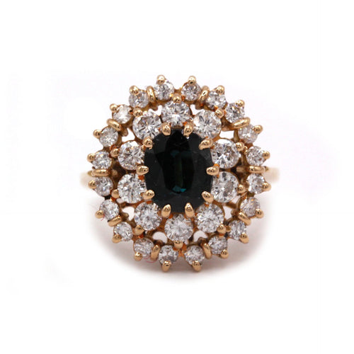 Bague 54 Bague - Or jaune saphir et diamants 58 Facettes 1051