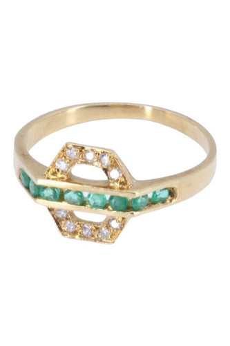 Bague 49 Bague moderne émeraudes et diamants 58 Facettes 085421