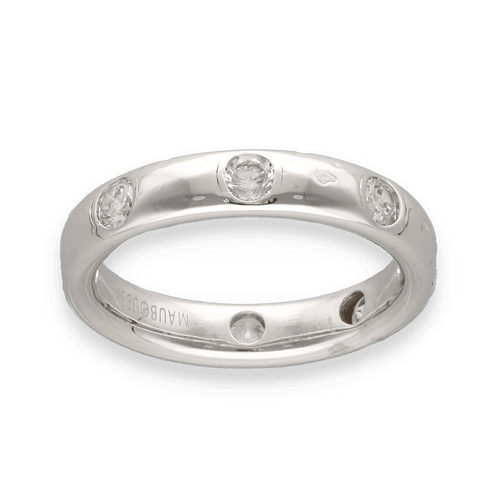 Bague Alliance Mauboussin en or gris 18K massif – 0,50 ct de diamants G-VS – Taille 52 – Vers 1980 58 Facettes