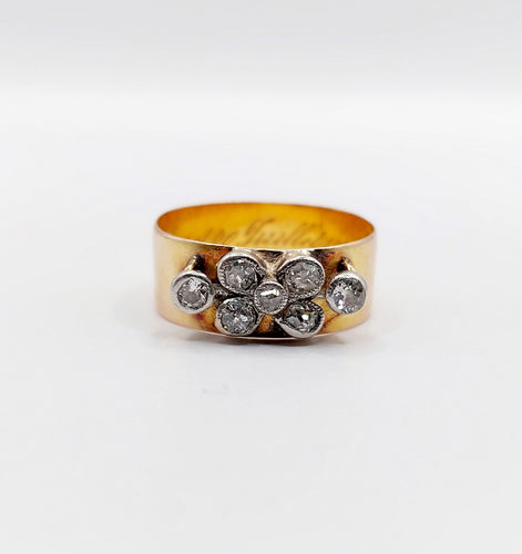 Bague 51.5 Bague jonc victorienne or rose 18k diamants taille ancienne (circa 1897) 58 Facettes A06142