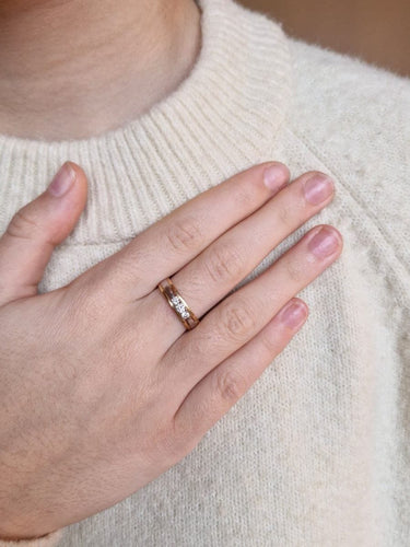 54 Bague or jaune et blanc, diamants 58 Facettes