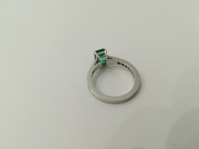 Bague Emeraude Diamants Or Blanc
