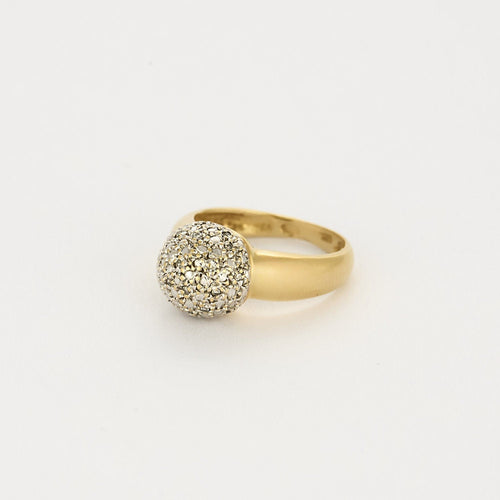Bague 52.5 Bague dôme en or jaune et or blanc 18K 58 Facettes CAL2280