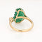 Bague 57 Bague en or jaune 18 carats avec feuille d'émeraude sculptée, taille 7,5, diamants, bijoux fins 58 Facettes G13658