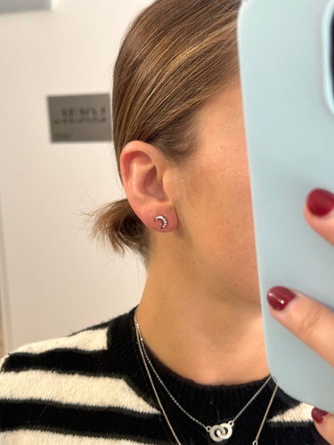 Boucles d'oreilles Boucles d'oreilles Lune Antique en or blanc et diamants 58 Facettes