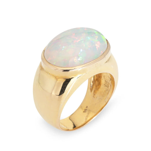 Bague 61 Bague opale éthiopienne 10 carats, chevalière est-ouest 58 Facettes G13202