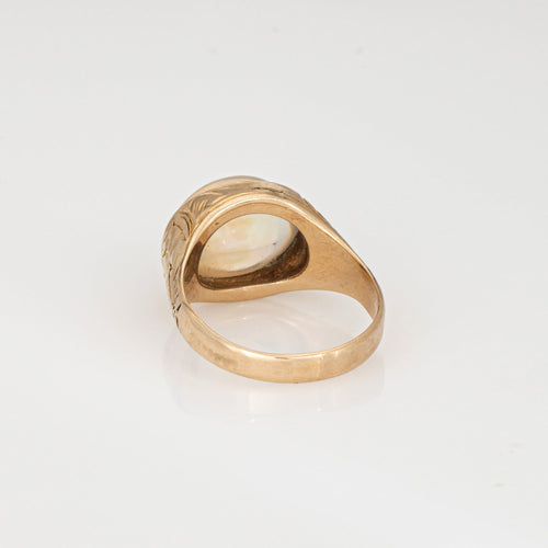 Bague Bague victorienne ancienne en or jaune 14 carats, ornée d'une opale gelée, taille 6. Bijou vintage de grande qualité. 58 Facettes G14138