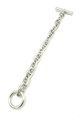 Bracelet HERMES. Collection "Chaine d'ancre", bracelet argent GM vintage (12) 58 Facettes