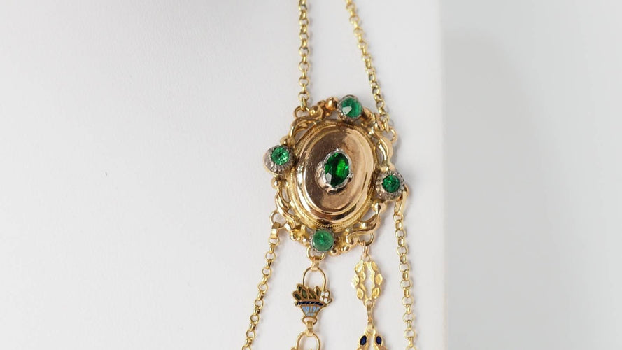 Collier Collier esclave du XIXème siècle en or émaillé et perles fines 58 Facettes 32174
