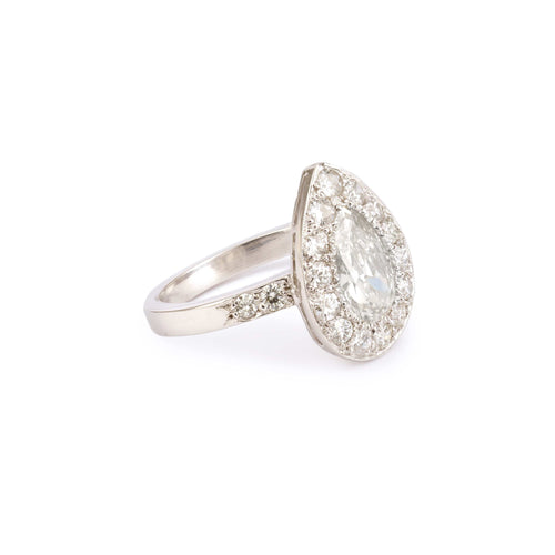 Bague 52 Bague Diamants Poire 1.90 Carats Platine Or Gris 18 Carats 58 Facettes BD213