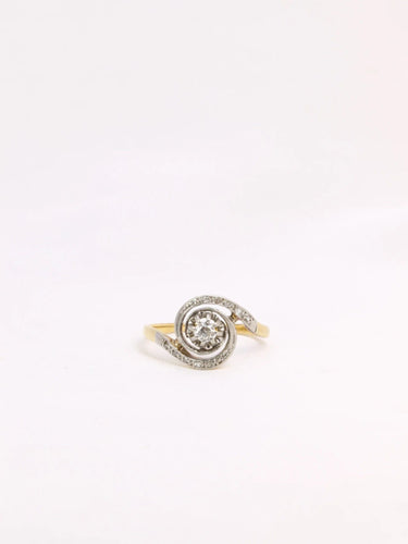 Bague 51 Bague tourbillon or platine diamants taille ancienne 0,10 ct 58 Facettes J322