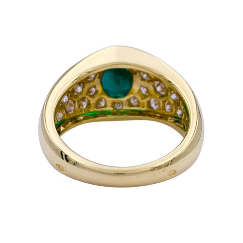 Bague 52 Bague or jaune, émeraude et pavage diamants. 58 Facettes 32742