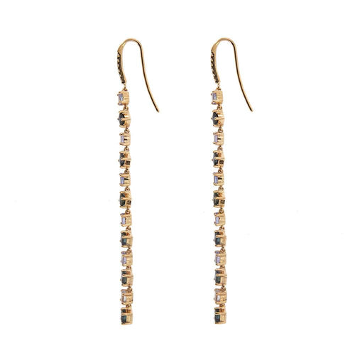 Boucles d'oreilles Boucles d'oreilles pendantes avec diamants, saphirs et tanzanite 58 Facettes 33053