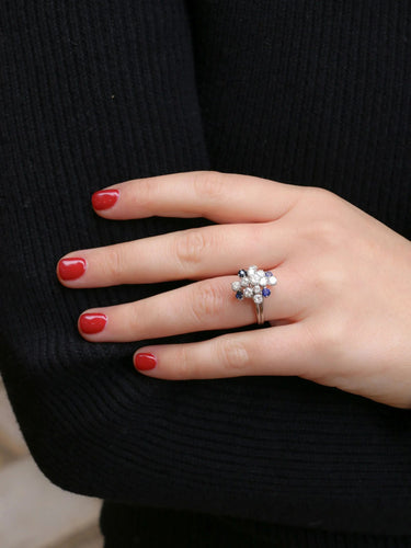 Bague 55 Bague vintage or blanc diamants saphirs 58 Facettes J160