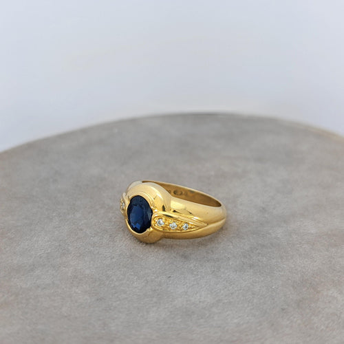 Bague Bague en or jaune diamants et saphir 58 Facettes 18689